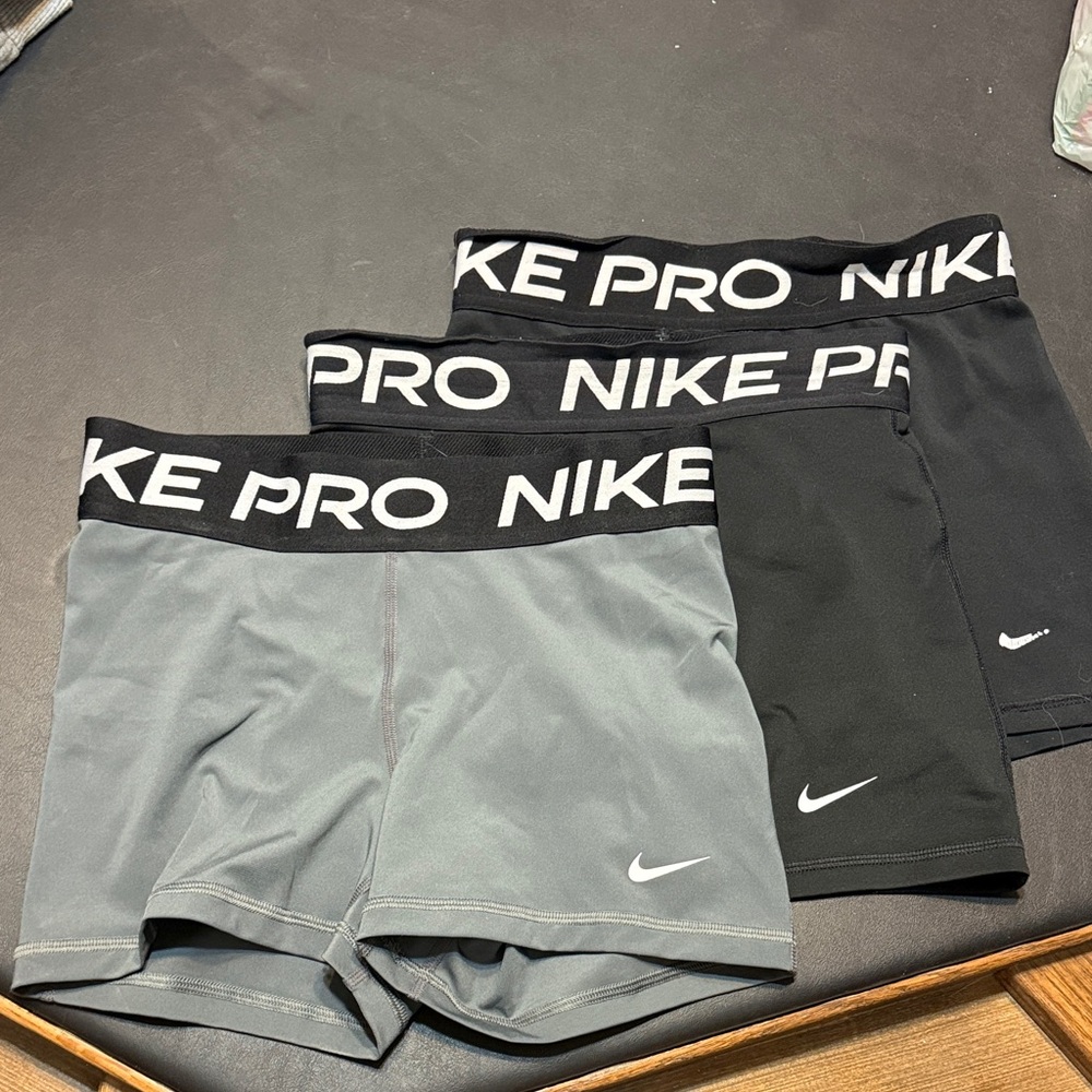 Nike Pro Black and Gray Shorts Trio